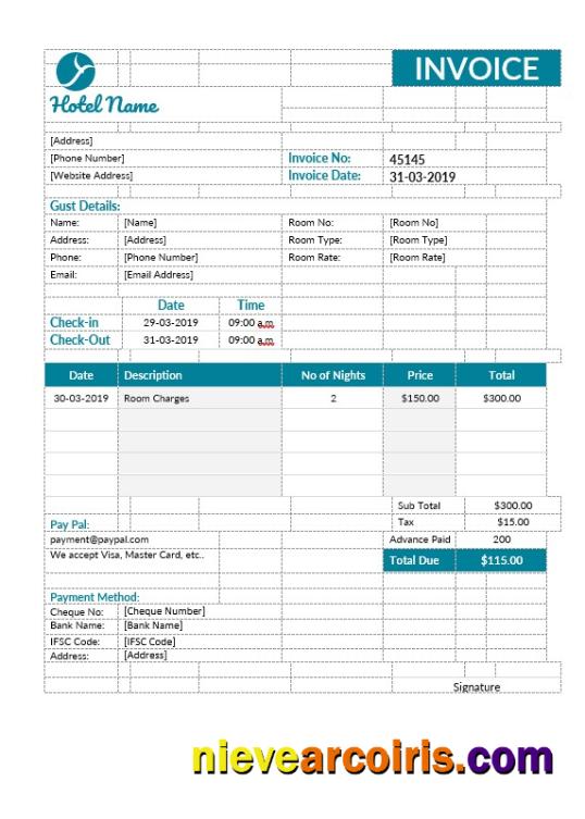 Hotel Room Invoice